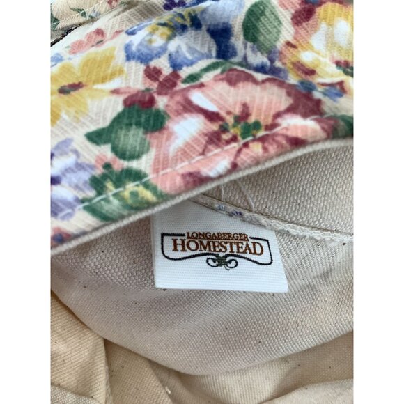 LONGABERGER HOMESTEAD Lined Tote Bag Ivory Color Floral With Embroidered Pocket - Picture 11 of 14